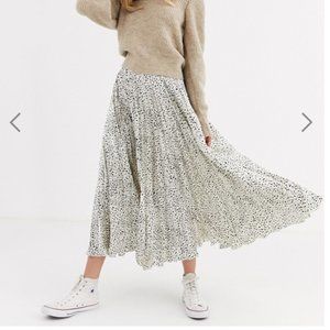 ASOS Design Mono Leopard Satin Pleated Skirt